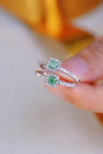 Load image into Gallery viewer, LUOWEND 18K White Gold Real Natural Green Diamond Ring for Women