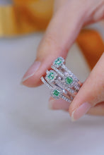 Load image into Gallery viewer, LUOWEND 18K White Gold Real Natural Green Diamond Ring for Women