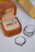 Load image into Gallery viewer, LUOWEND 18K White Gold Real Natural Green Diamond Ring for Women