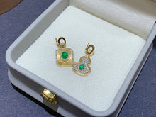 Load image into Gallery viewer, LUOWEND 18K Yellow Gold Natural Emerald Pendant
