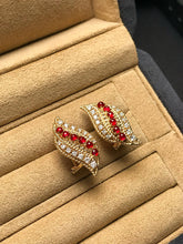 Load image into Gallery viewer, LUOWEND 18K Yellow Gold Natural Ruby Earrings for Women