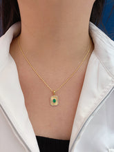 Load image into Gallery viewer, LUOWEND 18K Yellow Gold Natural Emerald Pendant