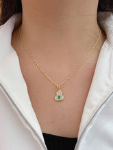 Load image into Gallery viewer, LUOWEND 18K Yellow Gold Natural Emerald Pendant