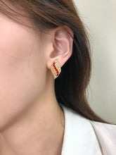 Load image into Gallery viewer, LUOWEND 18K Yellow Gold Natural Ruby Earrings for Women