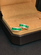 Load image into Gallery viewer, LUOWEND 18K Yellow Gold Natural Emerald Earrings for Women