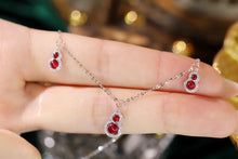 Load image into Gallery viewer, LUOWEND 18K White Gold Real Natural Ruby Shiny Diamond Gemstone Necklace for Women
