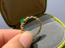 Load image into Gallery viewer, LUOWEND 18K Yellow Gold Natural Emerald Ring for Women