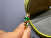 Load image into Gallery viewer, LUOWEND 18K Yellow Gold Natural Emerald Ring for Women