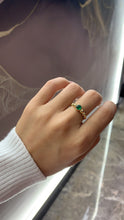 Load image into Gallery viewer, LUOWEND 18K Yellow Gold Natural Emerald Ring for Women