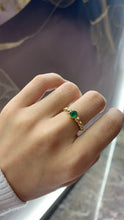Load image into Gallery viewer, LUOWEND 18K Yellow Gold Natural Emerald Ring for Women