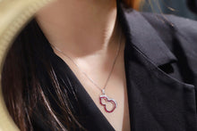 Load image into Gallery viewer, LUOWEND 18K White Gold Real Natural Ruby and Diamond Gemstone Necklace for Women