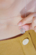 Load image into Gallery viewer, LUOWEND 18K White Gold Real Natural Pink Diamond Pendant Necklace for Women