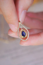 Load image into Gallery viewer, LUOWEND 18K Yellow Gold Real Natural Sapphire and Diamond Gemstone Necklace for Women