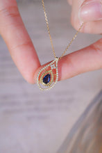 Load image into Gallery viewer, LUOWEND 18K Yellow Gold Real Natural Sapphire and Diamond Gemstone Necklace for Women