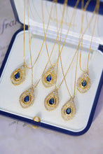 Load image into Gallery viewer, LUOWEND 18K Yellow Gold Real Natural Sapphire and Diamond Gemstone Necklace for Women
