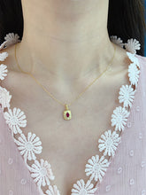 Load image into Gallery viewer, LUOWEND 18K Yellow Gold Natural Ruby Pendant for Women