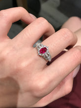 Load image into Gallery viewer, LUOWEND 18K White Gold Natural Ruby Ring for Women
