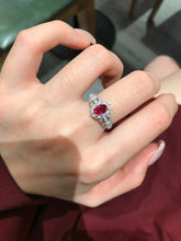 Load image into Gallery viewer, LUOWEND 18K White Gold Natural Ruby Ring for Women