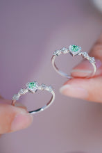 Load image into Gallery viewer, LUOWEND 18K White Gold Real Natural Green Diamond Ring for Women