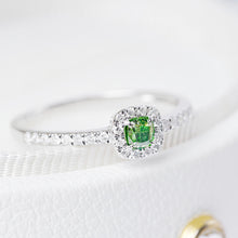 Load image into Gallery viewer, LUOWEND 18K White Gold Real Natural Green Diamond Ring for Women