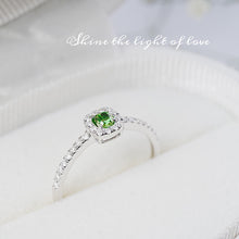 Load image into Gallery viewer, LUOWEND 18K White Gold Real Natural Green Diamond Ring for Women