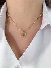 Load image into Gallery viewer, LUOWEND 18K Yellow Gold Natural Ruby Pendant for Women