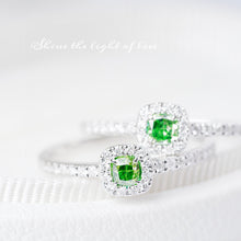 Load image into Gallery viewer, LUOWEND 18K White Gold Real Natural Green Diamond Ring for Women