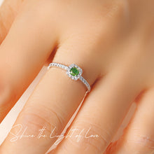 Load image into Gallery viewer, LUOWEND 18K White Gold Real Natural Green Diamond Ring for Women
