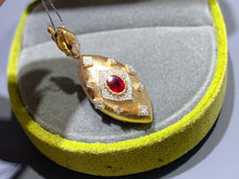 Load image into Gallery viewer, LUOWEND 18K Yellow Gold Natural Ruby Pendant for Women