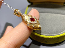 Load image into Gallery viewer, LUOWEND 18K Yellow Gold Natural Ruby Pendant for Women