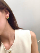 Load image into Gallery viewer, LUOWEND 18K Yellow Gold Natural Emerald Earrings for Women