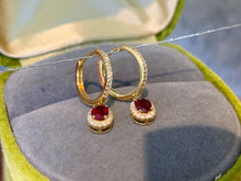 Load image into Gallery viewer, LUOWEND 18K Yellow Gold Natural Ruby Earrings for Women