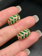 Load image into Gallery viewer, LUOWEND 18K Yellow Gold Natural Emerald Earrings for Women