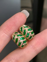 Load image into Gallery viewer, LUOWEND 18K Yellow Gold Natural Emerald Earrings for Women