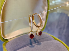 Load image into Gallery viewer, LUOWEND 18K Yellow Gold Natural Ruby Earrings for Women