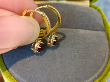 Load image into Gallery viewer, LUOWEND 18K Yellow Gold Natural Ruby Earrings for Women
