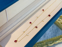 Load image into Gallery viewer, LUOWEND 18K Yellow Gold Natural Ruby Necklace for Women