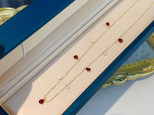 Load image into Gallery viewer, LUOWEND 18K Yellow Gold Natural Ruby Necklace for Women