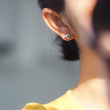 Load image into Gallery viewer, LUOWEND 18K White Gold Real Diamond Natural Emerald Earrings for Women