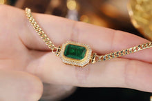 Load image into Gallery viewer, LUOWEND 18K Yellow Gold Real Natural Emerald and Diamond Gemstone Bracelet for Women