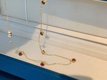 Load image into Gallery viewer, LUOWEND 18K Yellow Gold Natural Ruby Necklace for Women