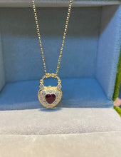 Load image into Gallery viewer, LUOWEND 18K Yellow Gold Natural Ruby Necklace for Women