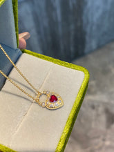 Load image into Gallery viewer, LUOWEND 18K Yellow Gold Natural Ruby Necklace for Women