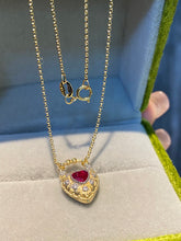 Load image into Gallery viewer, LUOWEND 18K Yellow Gold Natural Ruby Necklace for Women