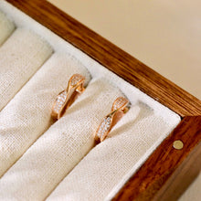 Load image into Gallery viewer, LUOWEND 18K Rose Gold Real Natural Diamond Hoop Earring for Women