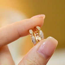 Load image into Gallery viewer, LUOWEND 18K Rose Gold Real Natural Diamond Hoop Earring for Women