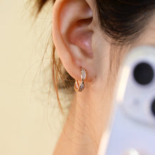 Load image into Gallery viewer, LUOWEND 18K Rose Gold Real Natural Diamond Hoop Earring for Women