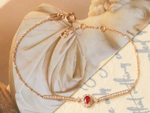 Load image into Gallery viewer, LUOWEND 18K Rose Gold Natural Ruby Bracelet for Women