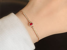 Load image into Gallery viewer, LUOWEND 18K Rose Gold Natural Ruby Bracelet for Women