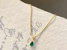 Load image into Gallery viewer, LUOWEND 18K Yellow Gold Natural Emerald Pendant for Women